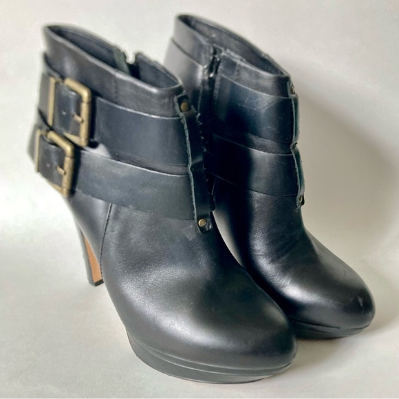 Diesel Melrose Sydney Double Buckle Leather Booties Platform Heel Boots 41 / 10 - Picture 4 of 11